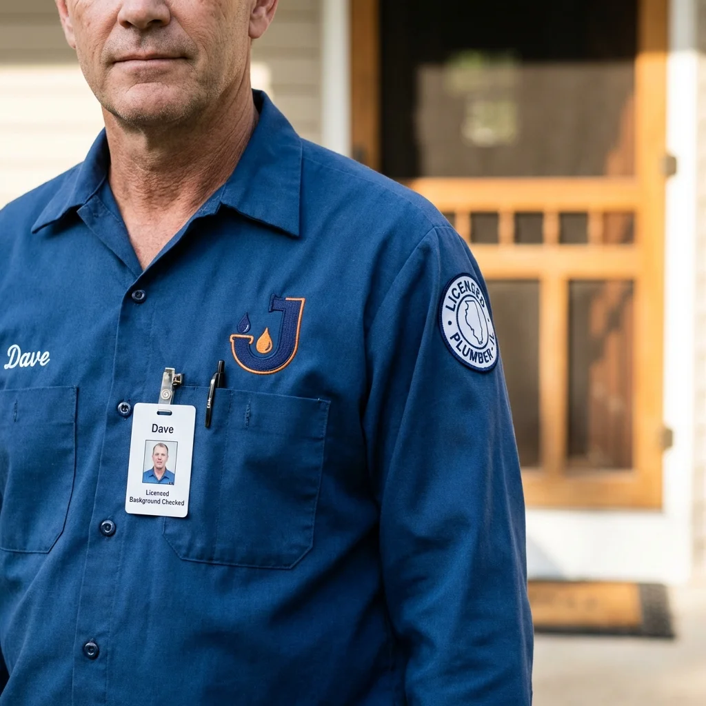 Licensed plumber showing ID badge in Harker Heights, TX